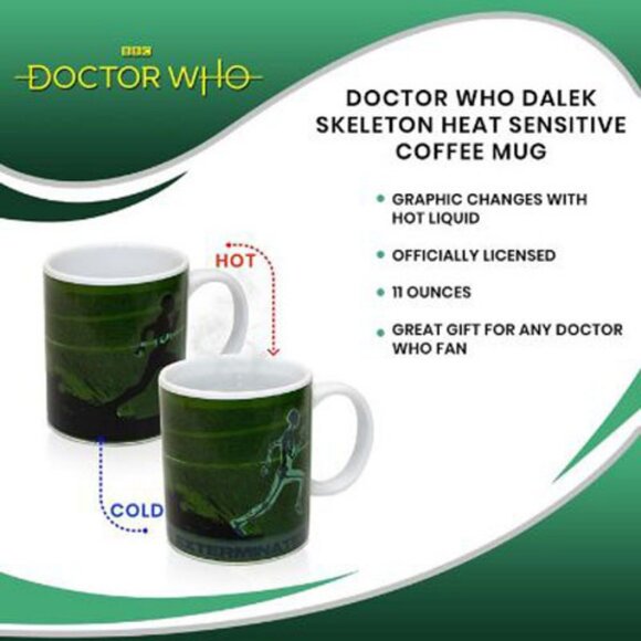 Dr Who Heat Sensitive Coffee Mug Color Changing Dalek Skeleton Doctor BBC NIP - Picture 4 of 12